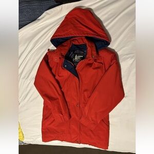 Vintage London Fog Bright Red Rain Jacket w/detachable hood - Size Medium